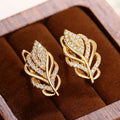 Huitan Gold Leaf Hoop Earrings – Elegant Women's Jewelry Hoop Earrings Axl E2885