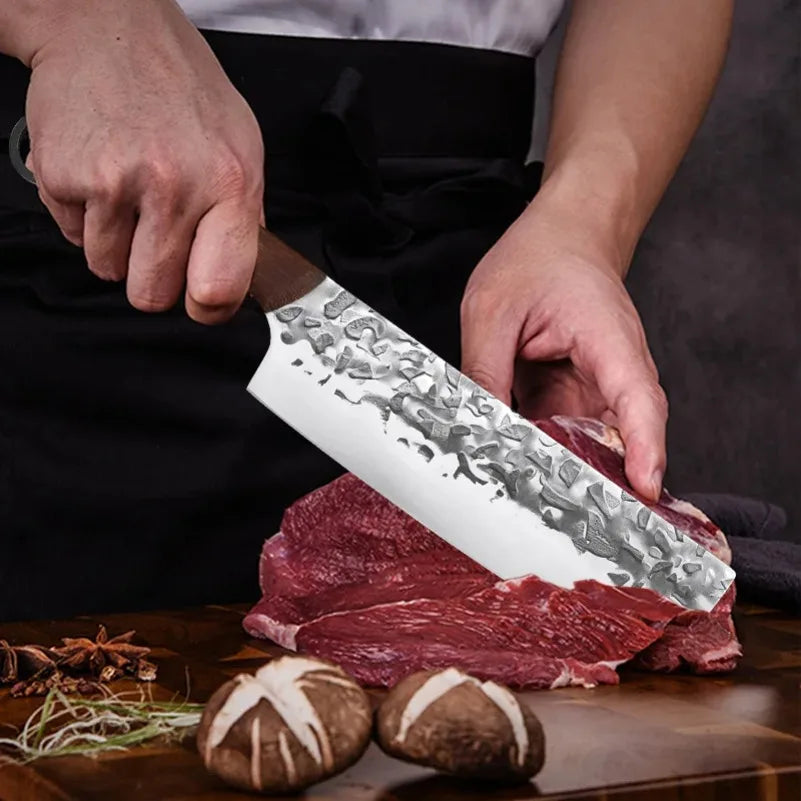 InLeung Chef Cleaver Knife – Stainless Steel Wood Handle Chef Cleaver Knife Axl