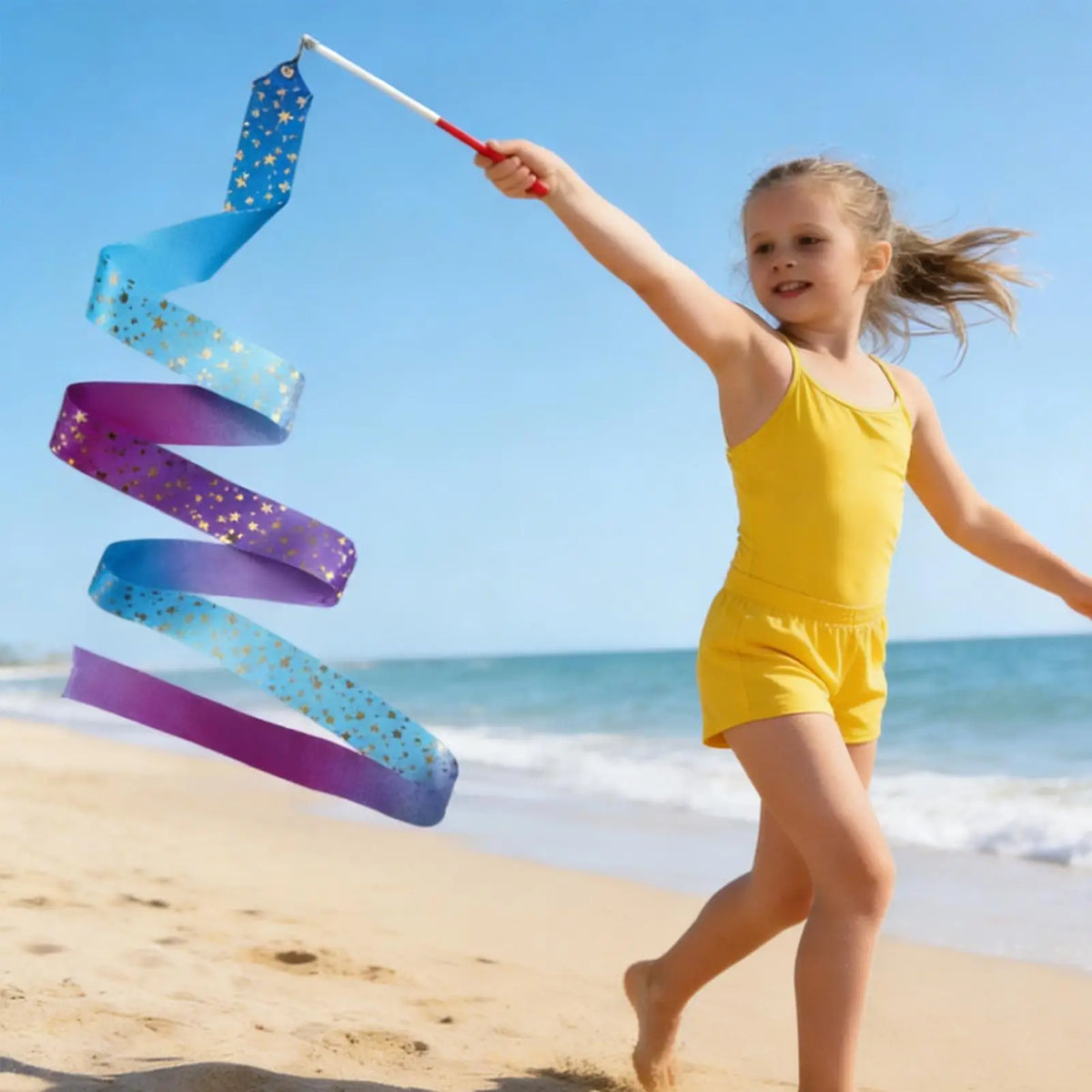 Foldable Ribbon Dancer Wand – Gradient Twirling Streamer Prop Dance Ribbon Wand Axl