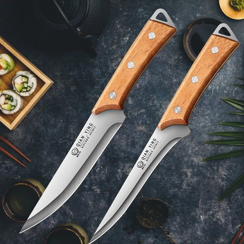 Professional Stainless Steel Boning Knife with Wood Handle & Cover Boning Kitchen Knife Axl