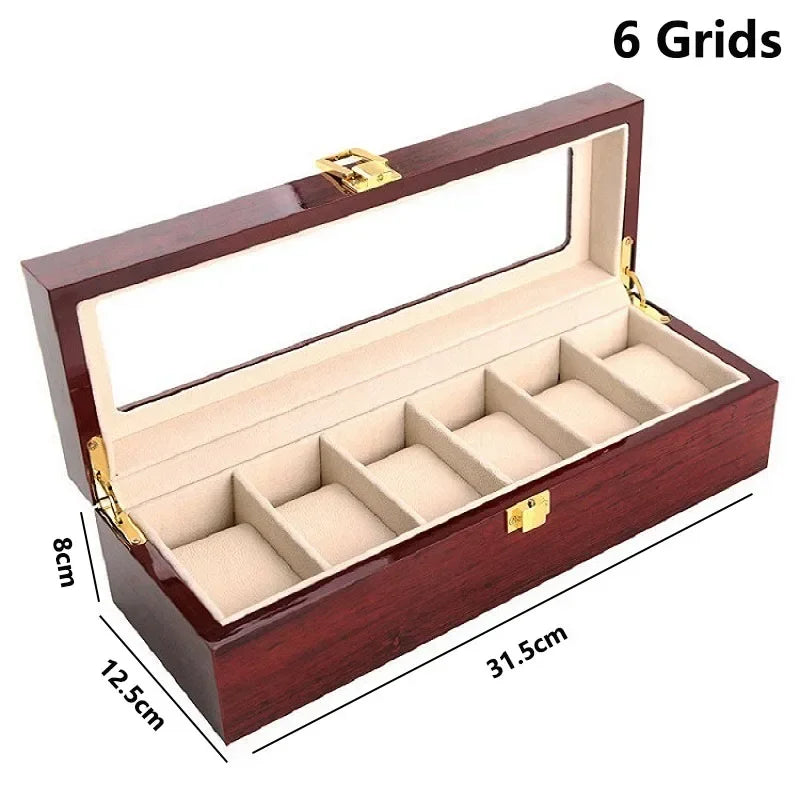 Wooden Watch Organizer Box – 2 to 12 Slot Eco-Friendly Case Watch Organizer Box Axl 6 Grids As whown