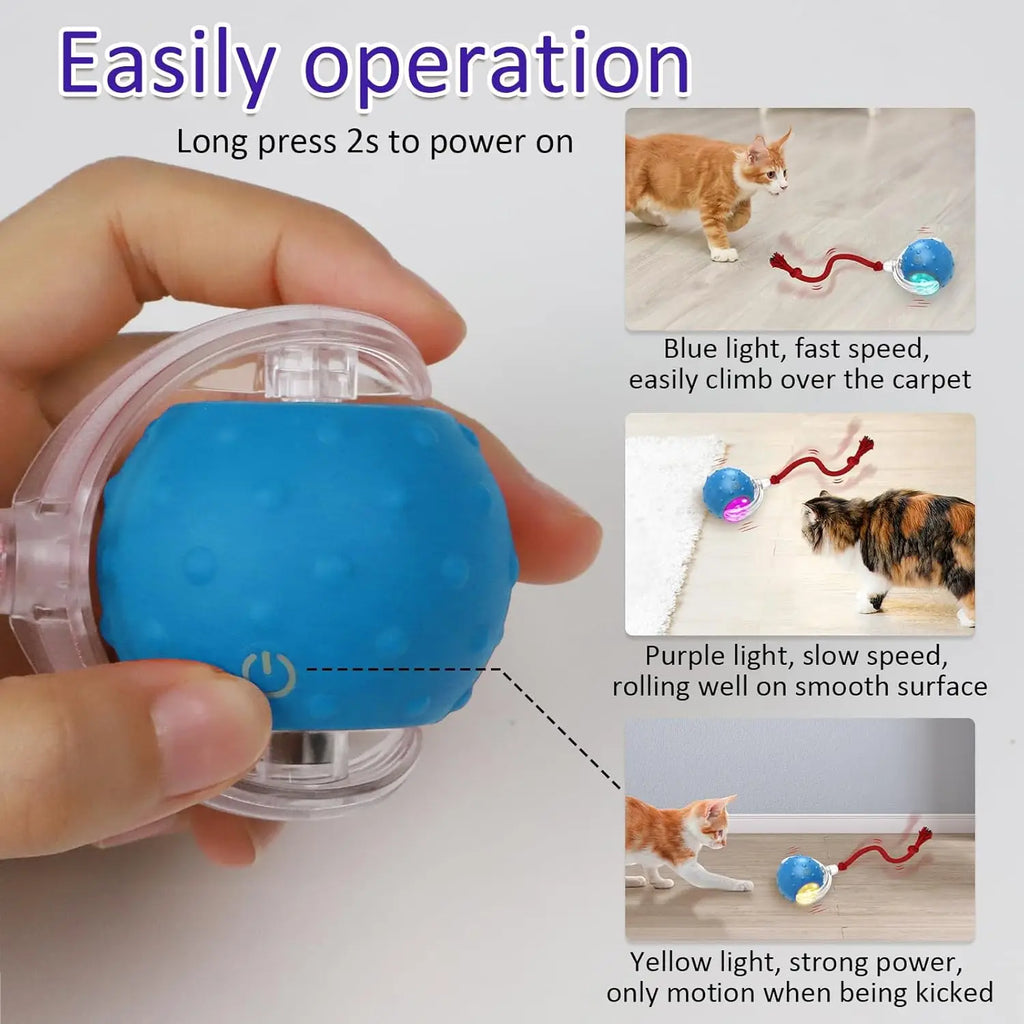 Motion-Activated Cat Ball Toy – Chirping, LED & Auto Rolling Interactive Cat Toy Axl