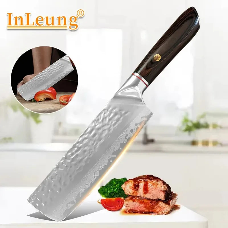 InLeung Damascus Steel Chef Knife – Sharp Wood Handle Kitchen Damascus Chef Knife Axl