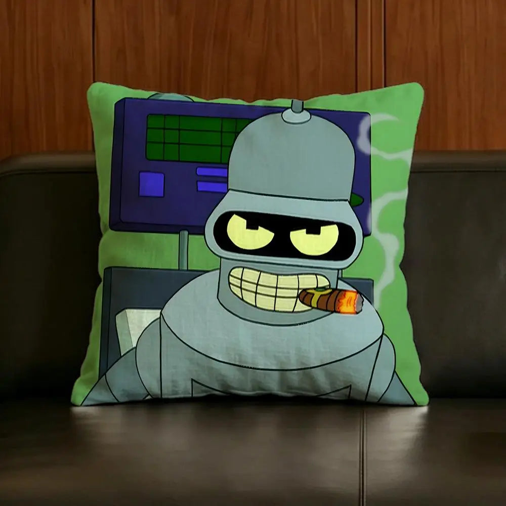 Futurama Bender Linen Cushion Cover | Sofa & Bedroom Decor Decorative Cushion Cover Axl White4 30X30cm
