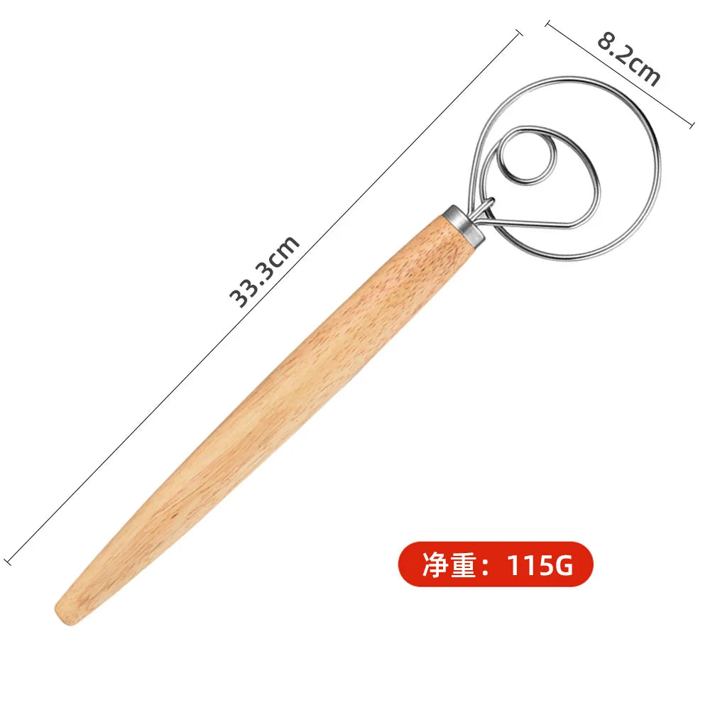 Leeseph 13" Danish Dough Whisk – Stainless Steel & Wood Handle Danish Dough Whisk Axl