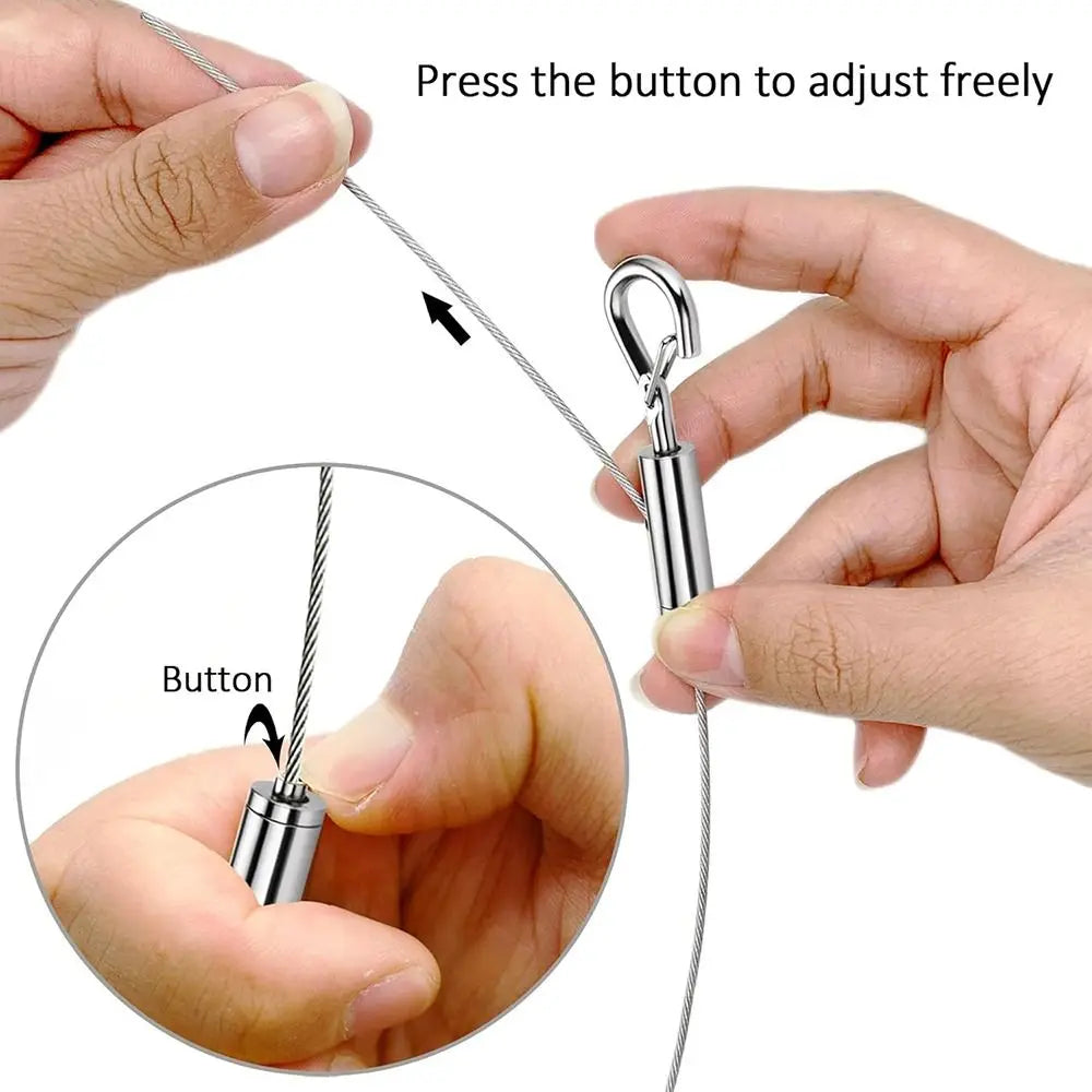 Adjustable Stainless Steel Wire Rope Hanging Kit with Hooks Wire Rope Hanging Kit Axl