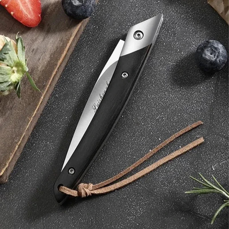 Japanese-Style Carbon Steel Folding Knife – Wood Handle Folding Pocket Knife Axl