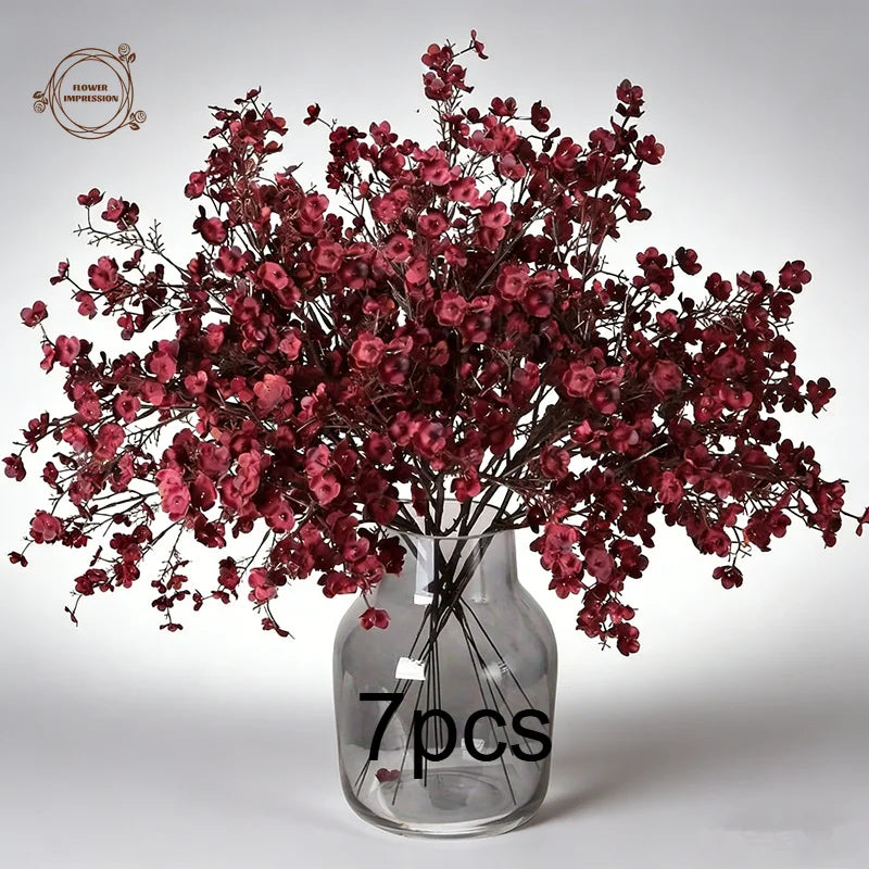 Artificial Burgundy Silk Flowers – Peach Blossom & Gypsophila Artificial Silk Flowers Axl