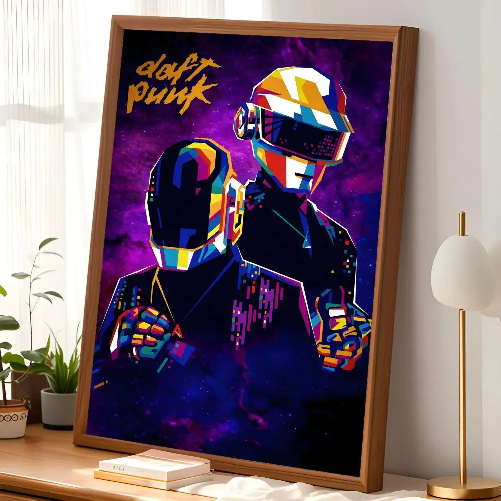 Daft Punk HD PVC Wall Poster – Self-Stick Waterproof Wall Art Wall Art Poster Axl