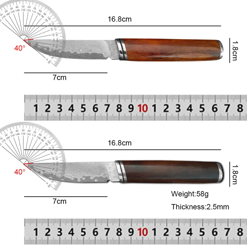 Damascus Steel Boning Knife with Leather Sheath | 7" Blade Fixed Blade Knife Axl