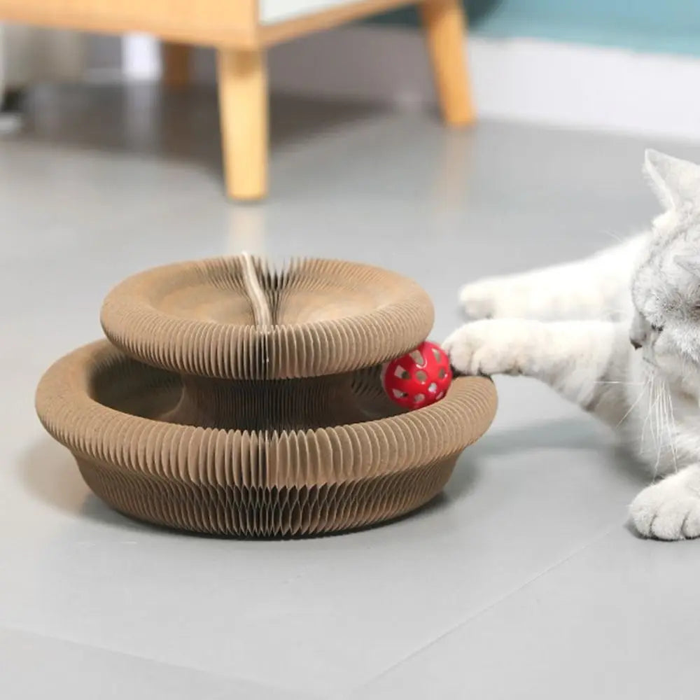 Kitty Kurlz Accordion Cat Scratcher Toy with Bell Balls Cat Scratcher Toy Axl