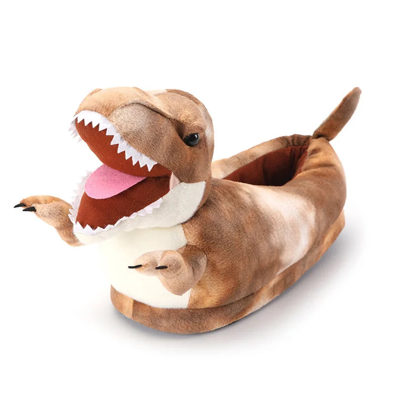 Dinosaur Furry Slippers – Kids & Adult Animal Slides Animal Plush Slippers Axl