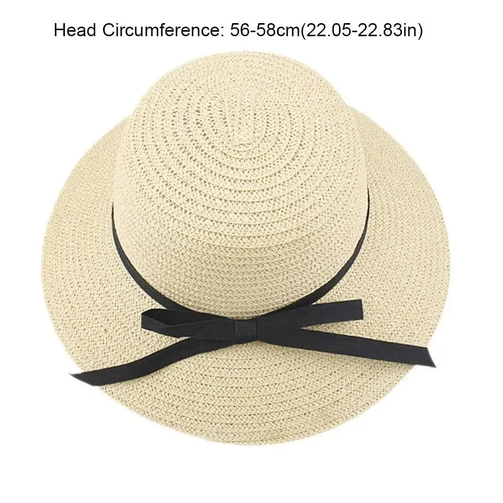 Women's Wide Brim Straw Bow Hat – Bohemian Beach Bucket Hat Wide Brim Sun Hat Axl