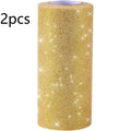Gold Glitter Tulle Roll – 6" x 25 Yds Shimmer Mesh Ribbon Craft Fabric Ribbon Axl Golden-2pcs 15cmX22.8M