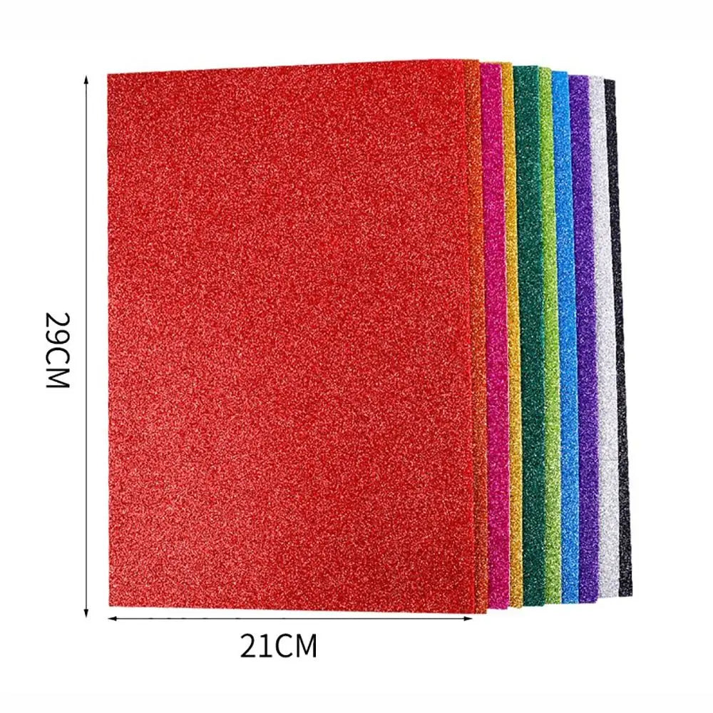 10-Pack Glitter EVA Foam Paper – Self-Adhesive A4 Craft Sheets Glitter Foam Craft Paper Axl