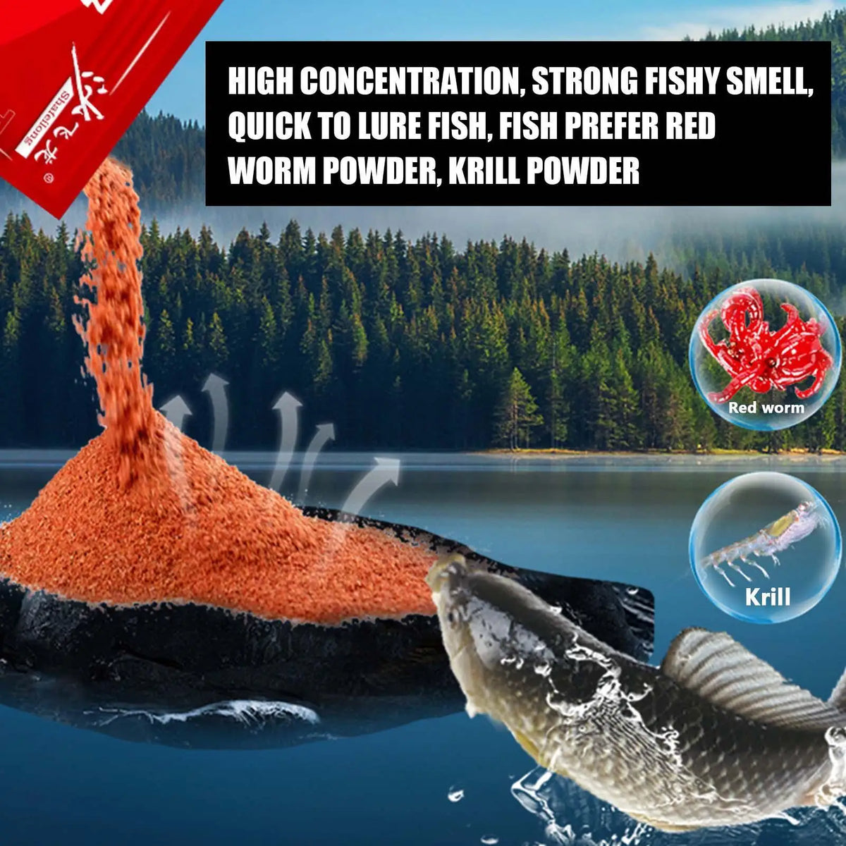 Red Worm Fish Attractant Powder – Freshwater Fishing Scent Fishing Bait Additive Axl