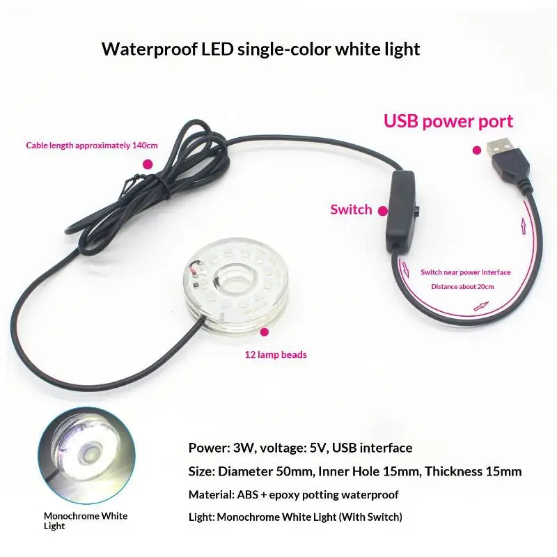 USB LED Submersible Aquarium Light – Colorful Waterproof Lamp Aquarium LED Light Axl A4 5V USB