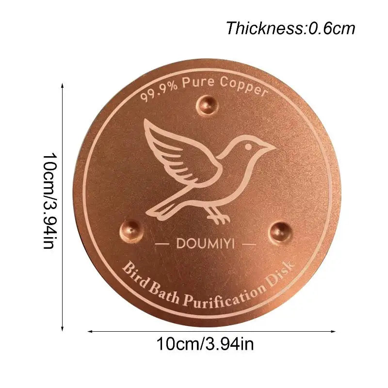 Pure Copper Bird Bath Purification Disk | Algae-Inhibiting Bird Bath Accessory Axl 10cm