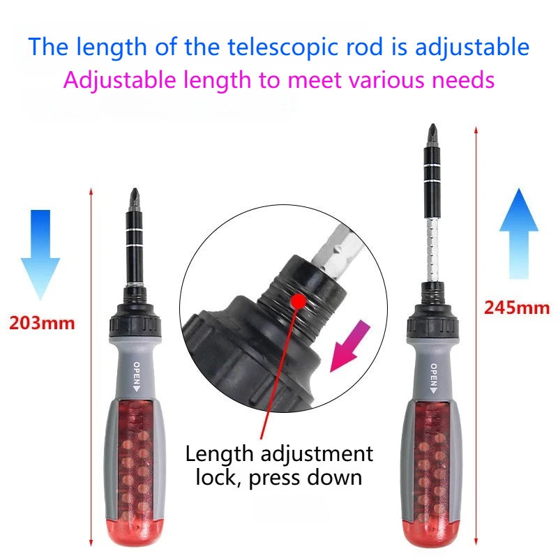 Multifunctional Ratchet Screwdriver Set – Telescopic Bit Driver Ratchet Screwdriver Set Axl