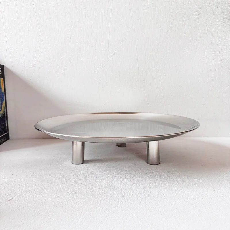 Stainless Steel Round Storage Tray | Modern Minimalist Organizer Storage Tray Axl Large