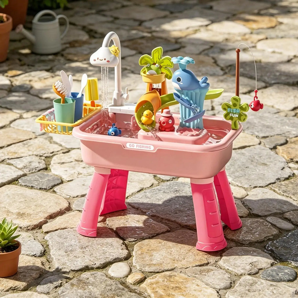 Kids Water Activity Table with Running Water & 43 Accessories Kids Water Play Table Axl