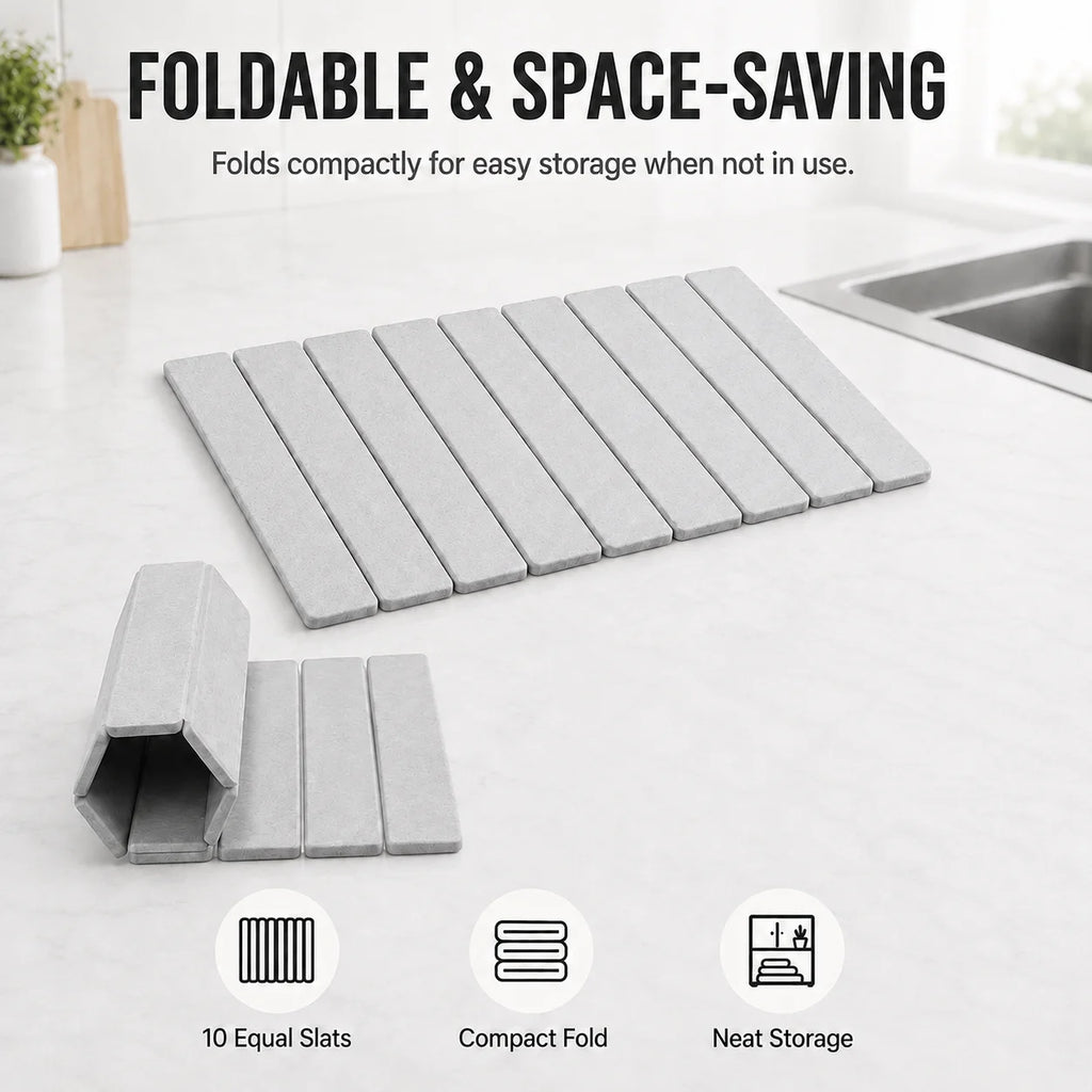 Foldable Diatomite Dish Drying Mat – Fast-Absorbing Stone Pad Dish Drying Mat Axl