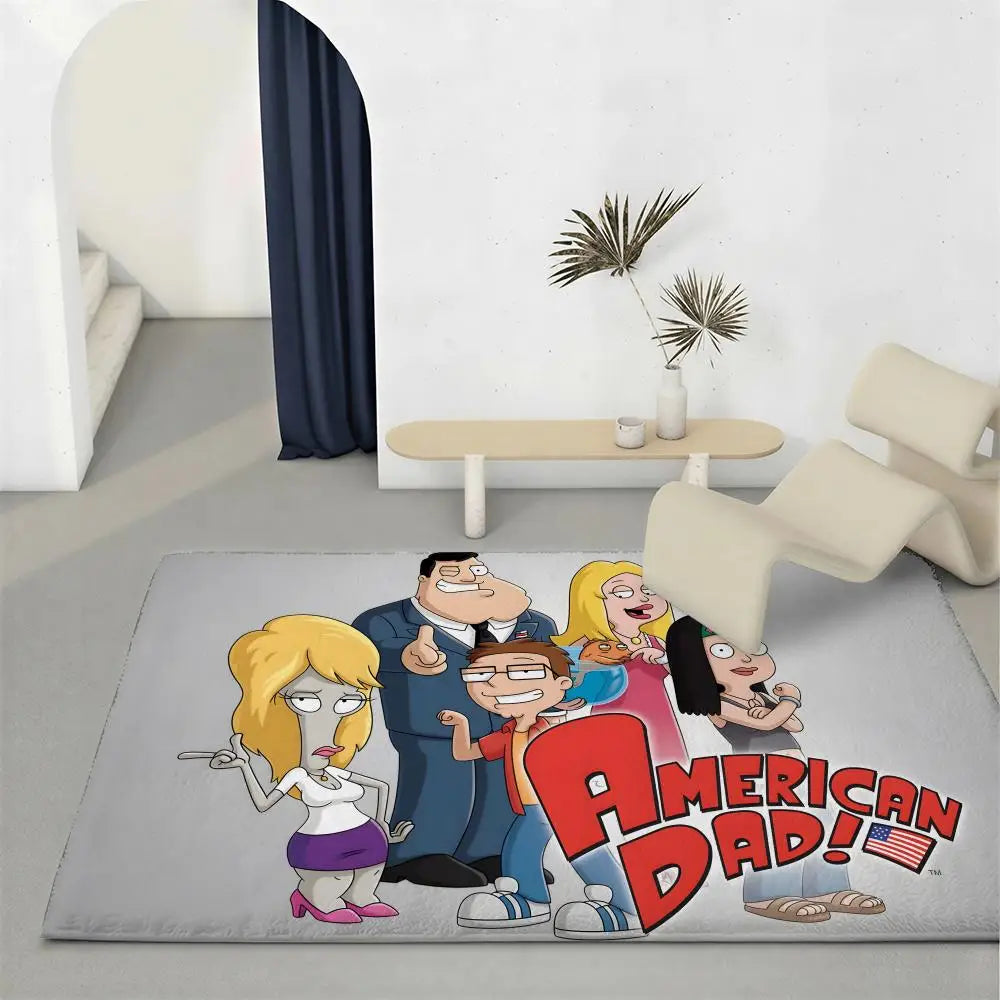 American Dad Cartoon Flannel Floor Mat – Non-Slip Indoor Rug Cartoon Floor Mat Axl White2 60x90cm