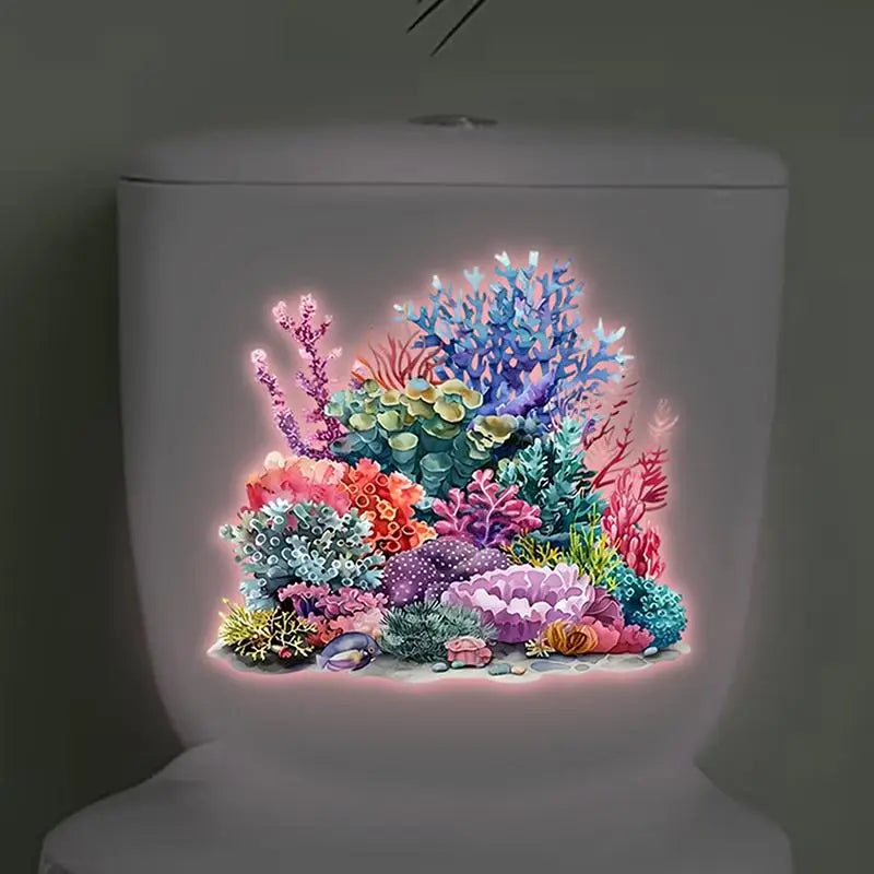 Glow-in-the-Dark Coral Reef Toilet Sticker – Luminous Wall Decal Wall Decal Sticker Axl
