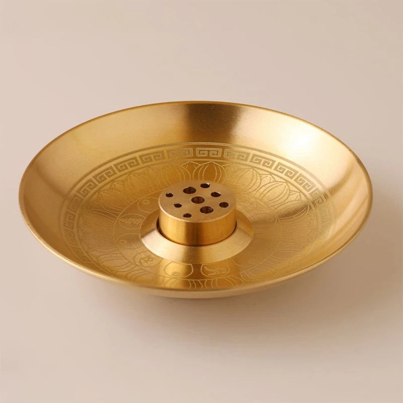 Round 9-Hole Brass Incense Holder Tray – Yoga & Meditation Incense Holder Tray Axl