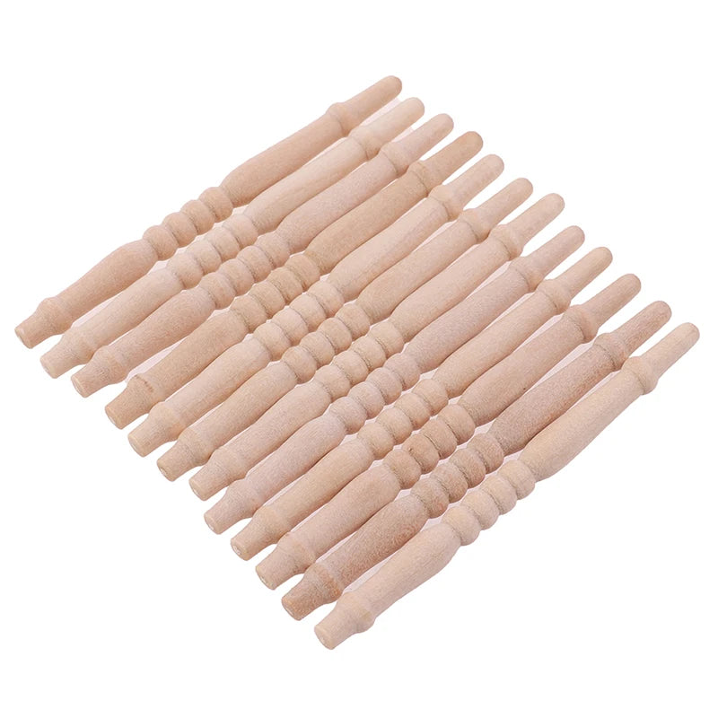 12-Pack 1:12 Miniature Wood Stair Railing – Dollhouse DIY Kit Dollhouse Miniature Kit Axl