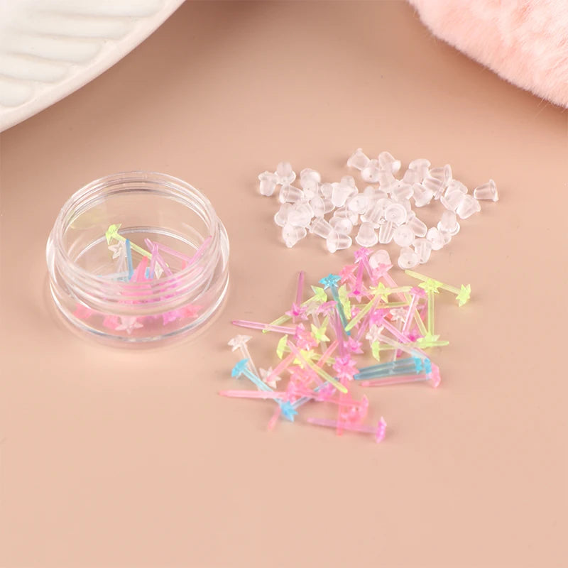 Colorful Acrylic Stud Earrings Kit – 60 or 200 Pcs Stud Earrings Set Axl Mixed Star 60pcs
