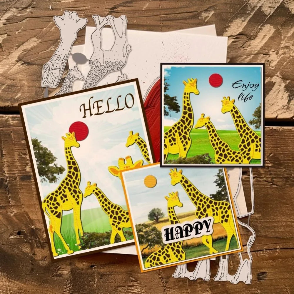 2-Pc Giraffe Metal Cutting Dies – Embossing Scrapbooking Stencil Craft Cutting Dies Axl