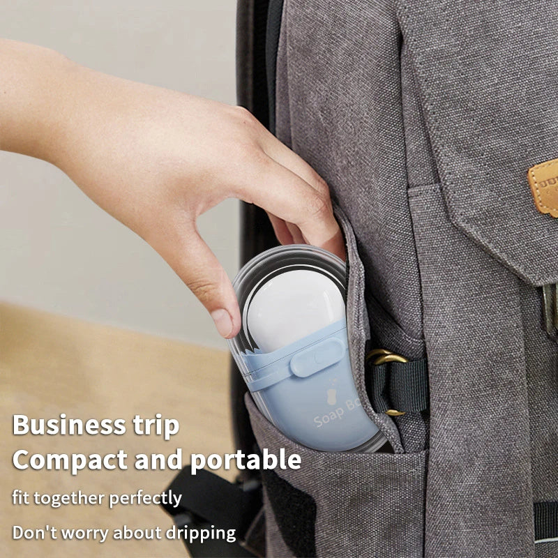 Portable Soap Box with Lid & Drain – Travel Soap Case Travel Soap Dish Axl