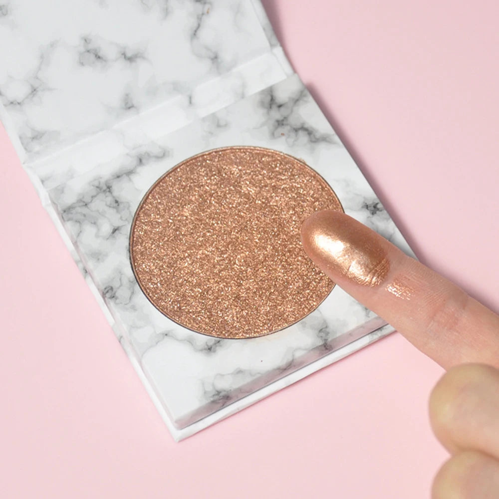 Natural Glow Vegan Highlighter Powder – Private Label 8g Face Highlighter Powder Axl Marble Palette 10pcs with logo