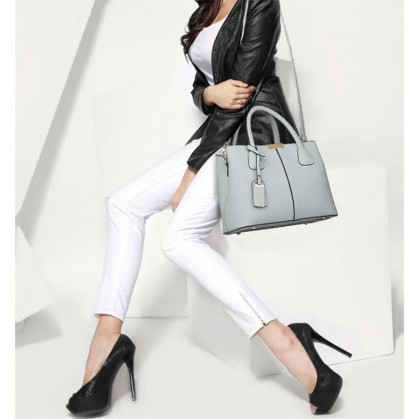 Women's Large PU Leather Tote Bag – Luxury Shoulder Handbag Leather Tote Handbag Axl