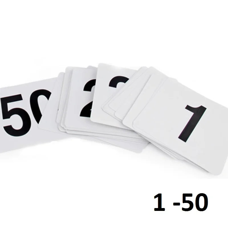 Plastic Table Number Cards 1–100 Double-Sided | Wedding & Events Table Number Cards Axl White 1 to 50