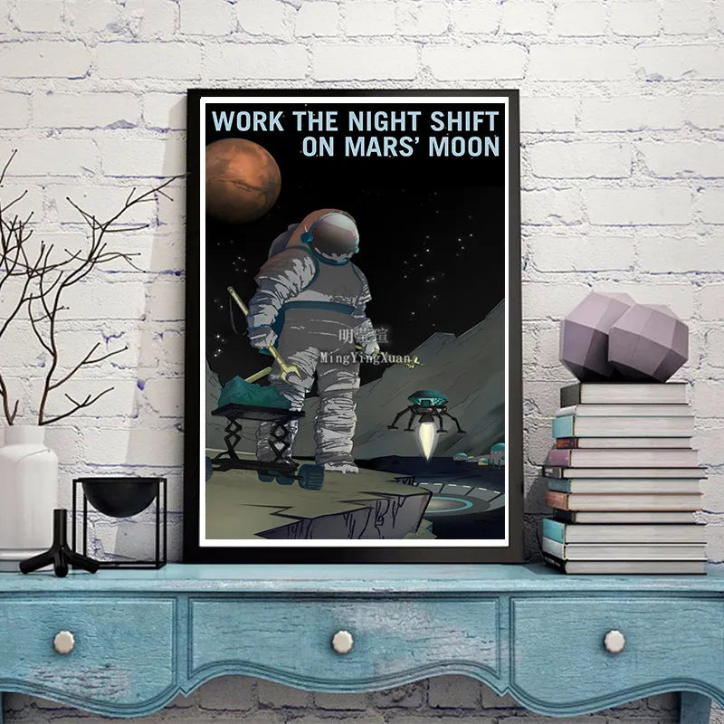Nordic Abstract Space Travel Vintage Poster – Wall Art Print Wall Art Poster Axl 7 30x20cm
