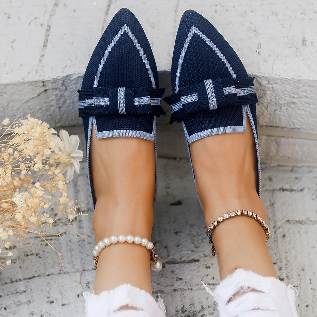 Women's Bowknot Pointed Toe Mesh Flats – Soft Sole Comfort Women's Flat Shoes Axl
