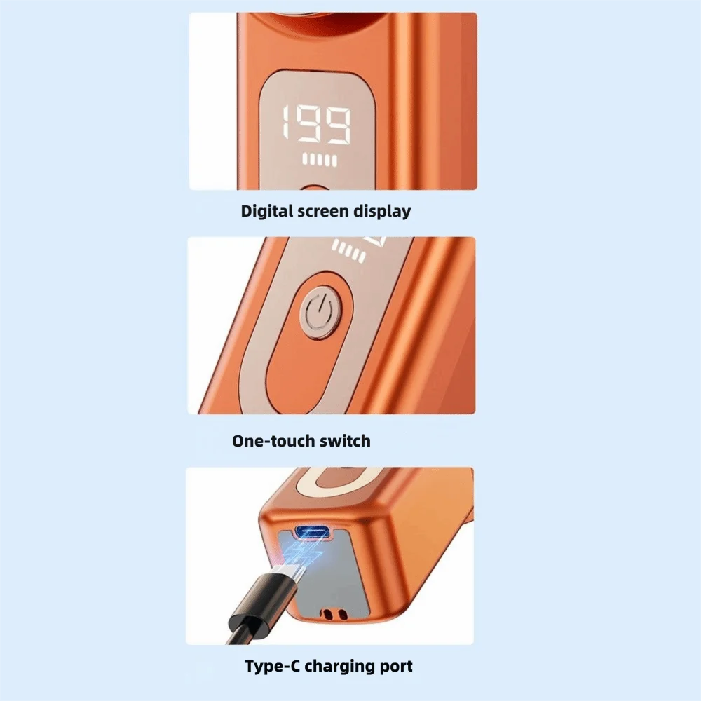 Handheld Turbo Fan 199 Speeds LED Display USB Rechargeable Handheld Portable Fan Axl
