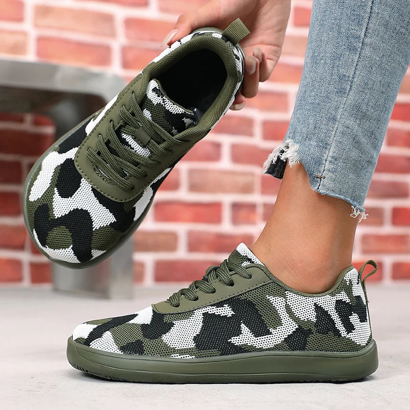Camouflage Wide Toe Barefoot Sneakers – Breathable Mesh Flats Barefoot Sneakers Axl army green 46