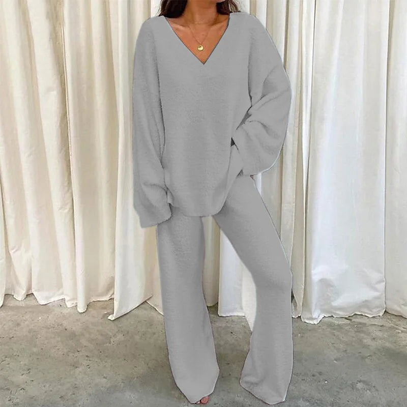 Women's Winter V-Neck Pajama Set – 2-Piece Sleepwear S–3XL Women's Pajama Set Axl