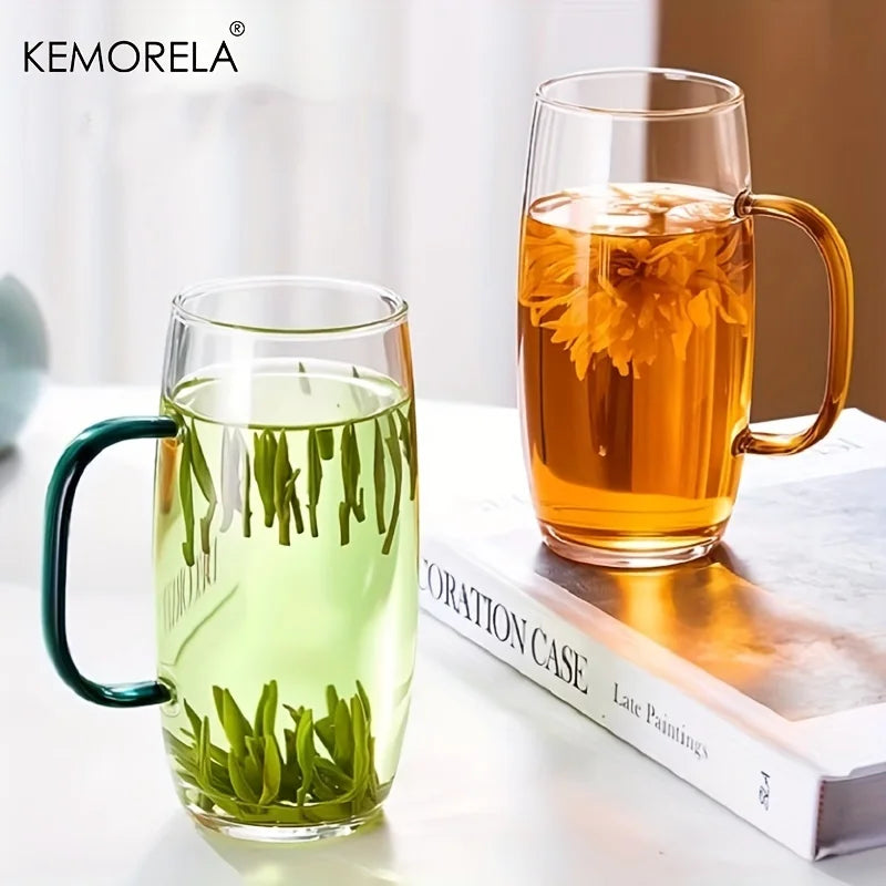 KEMORELA Heat-Resistant Glass Tea Cup with Handle | Microwave Safe Glass Tea Cup Axl