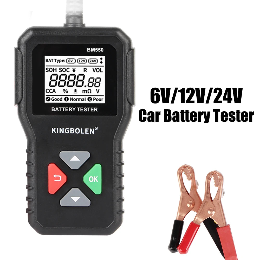BM550 Car Battery Tester 6V 12V 24V | 100–2000 CCA Analyzer Battery Diagnostic Tester Axl