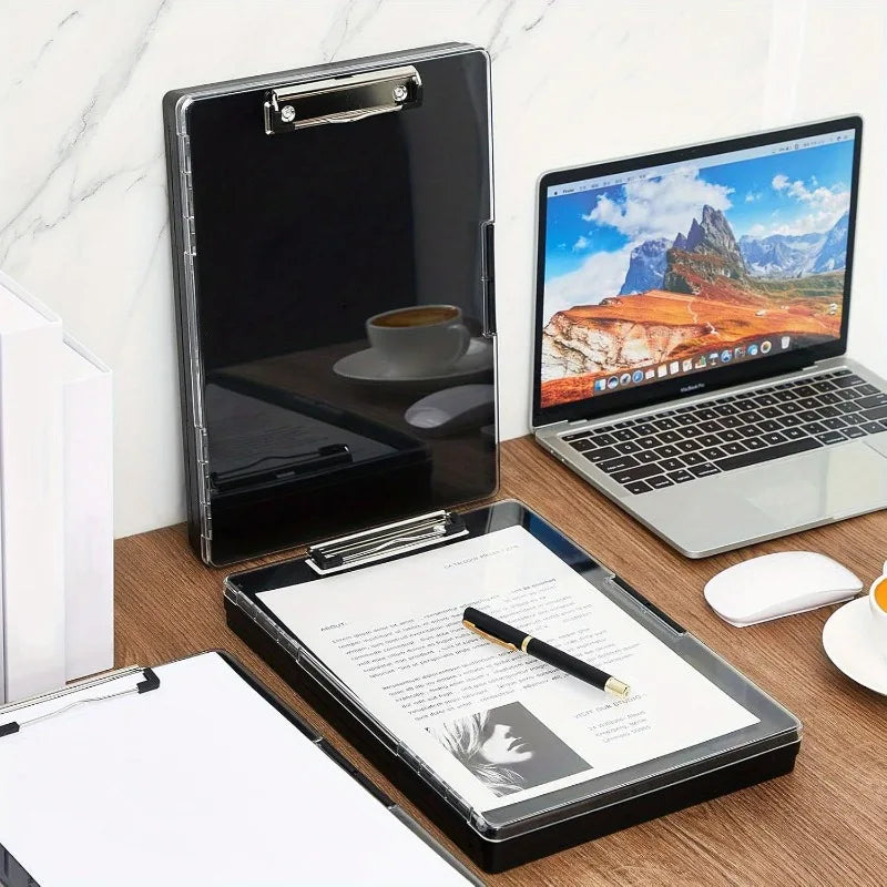 Black Storage Clipboard with 2 Storage Boxes – Heavy Duty Storage Clipboard Axl