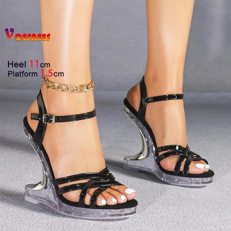 Women's Clear Wedge Platform Sandals – 11cm High Heel Party Wedge Platform Sandals Axl