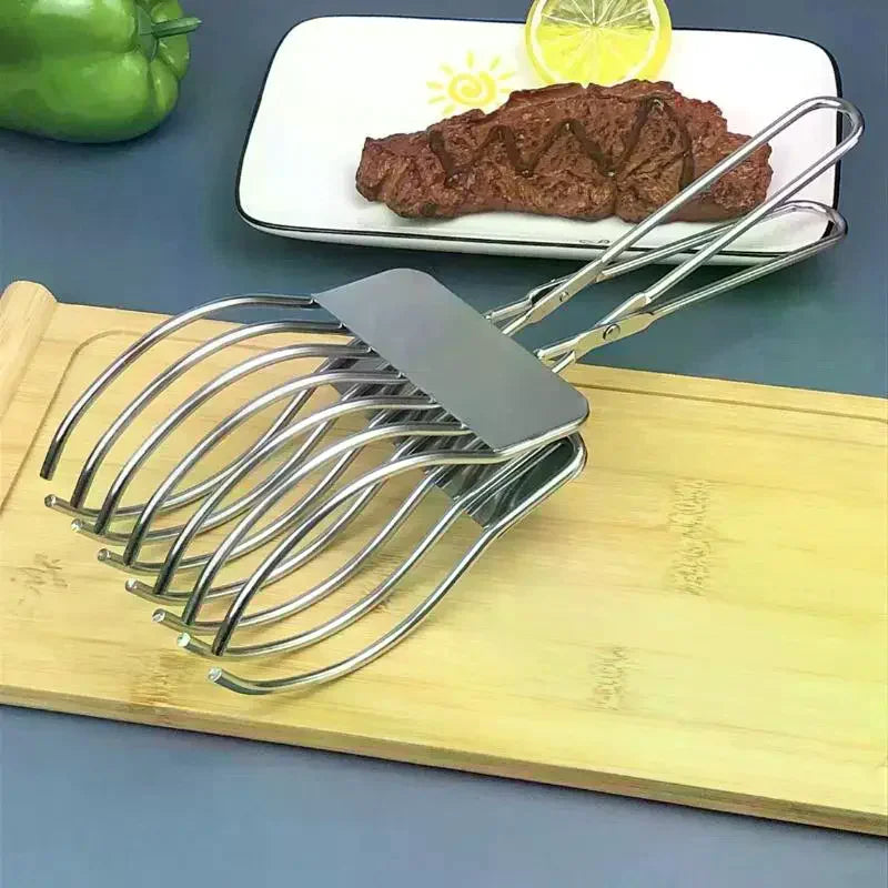 Stainless Steel Cutting Tongs – Meat, Bread & Cheese Slicer Kitchen Cutting Tongs Axl
