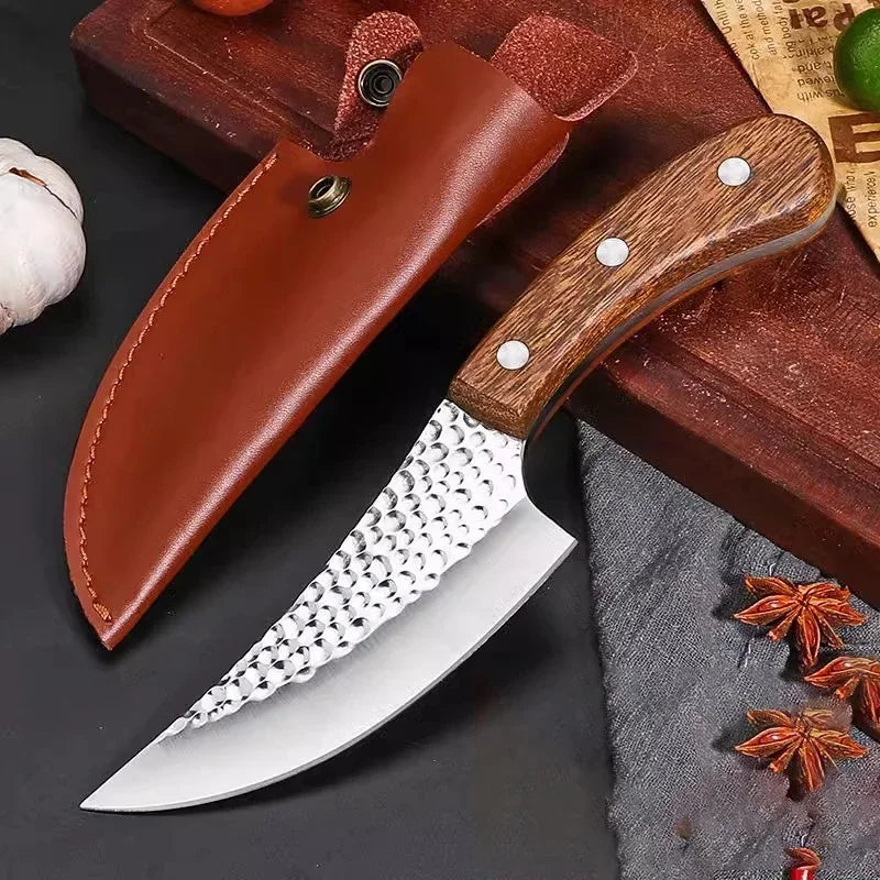 Mongolian Curved Boning Knife – Stainless Steel Scimitar Curved Boning Knife Axl WHITE