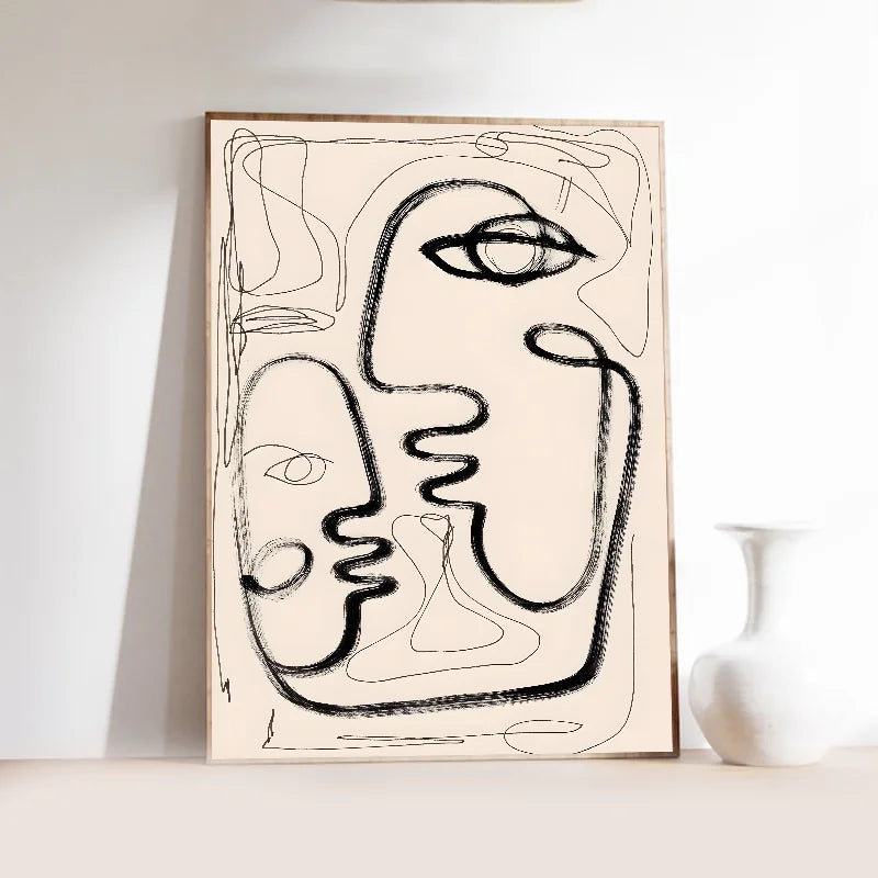 Minimalist Line Art Face Poster | Self-Adhesive Wall Decor Sticker Wall Art Poster Axl z2 10x15cm No Frame