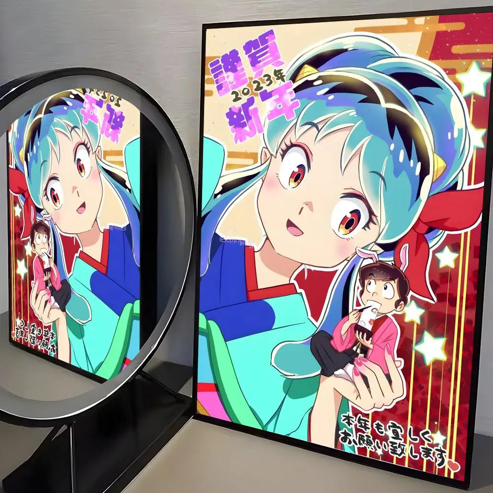 Urusei Yatsura Lum Anime Poster Sticker – Self-Adhesive Wall Art Anime Wall Sticker Axl Black13 30X40cmNoframe