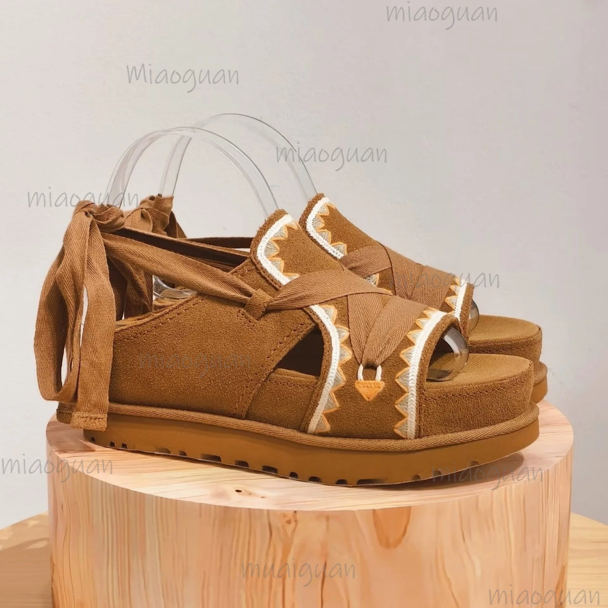 Bohemian Wedge Sandals – Women's Roma Embroidery Lace-Up Wedge Sandals Axl